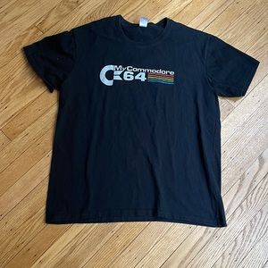 Commodore 64 Graphic T-Shirt Black Retro Computer Tee Size L